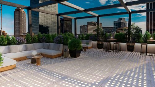 Creating an arctectural haven with Lumex™'s rectangular pavers.