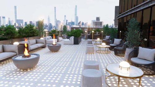 A rooftop oasis in a busy city. Creating a sanctuary from all of the noise. Lumex™ Pavers glass floor elevates each space one at a time.